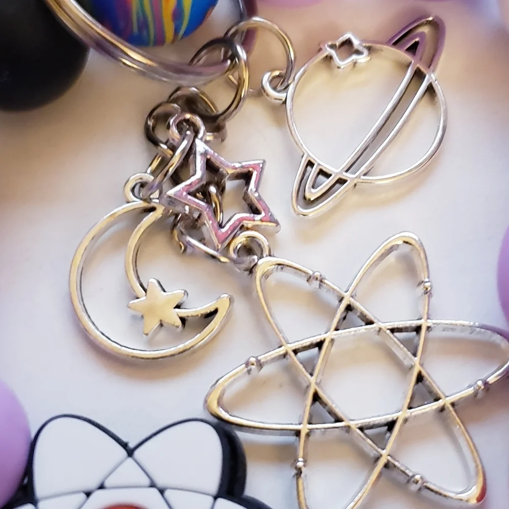 Handmade Silicone Focal Beaded Alien Wristlet Keychain Bracelet